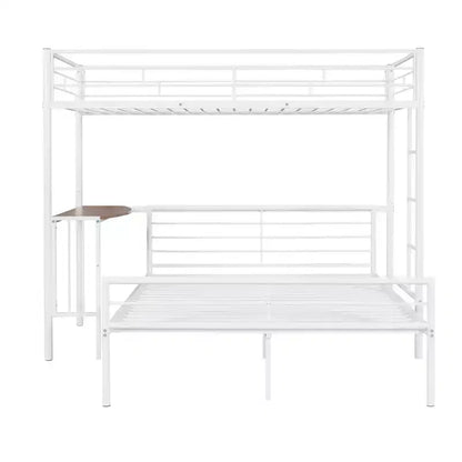 Lit superposé en métal une place sur deux places avec bureau, lit mezzanine une place avec lit inférieur double séparé pour enfants