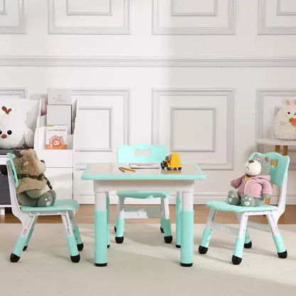Set Tavolo e Sedie per Bambini, Scrivania Regolabile in Altezza per età 2-10 anni, Tavolo per Arte e Artigianato, Gambe Antiscivolo, per Aule Asili Nido