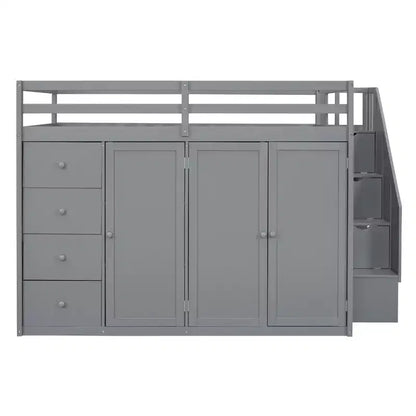 Letto a soppalco intero in pile orsetto con mensola portaoggetti e cassetti, letto a soppalco alto in legno con scrivania versatile per camera da letto
