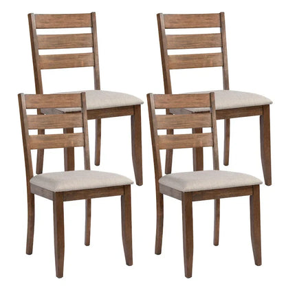 Sedie da pranzo in legno con schienale a doghe, set da 4