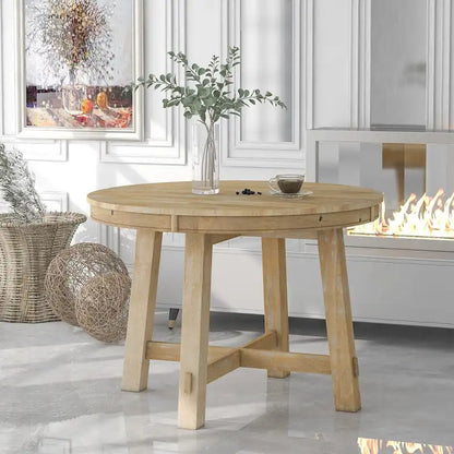 Tavolo da pranzo rotondo allungabile in legno con 16 inserti