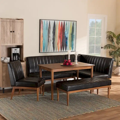 Set di 5 mobili per angolo pranzo Daymond Mid-Century con imbottitura e noce
