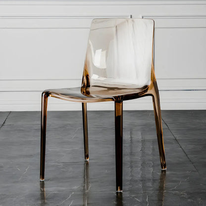 Chaise de salle à manger sans accoudoirs à dossier bas en acrylique ambre