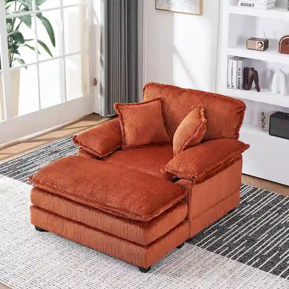 56.9 W Poltrona Oversize con Pouf, Poltrona da Lettura per Camera da Letto, Divano Letto Pigro, Poltrona Reclinabile Singola Moderna Oversize