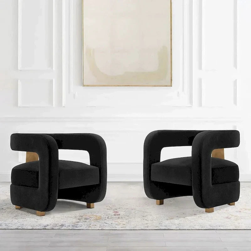 Manhattan Comfort Ensemble de 2 fauteuils d'appoint en velours Amirah moderne