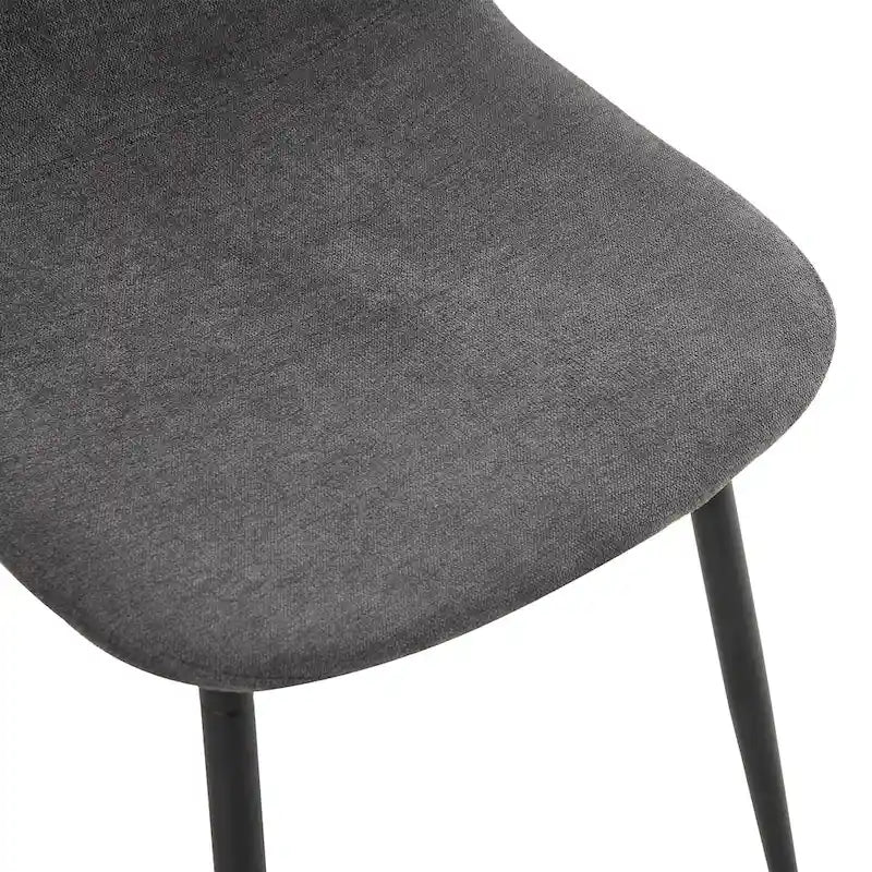 Moderno set da pranzo con tavolo rettangolare nero con base a forma di A e sedie con schienale rotondo