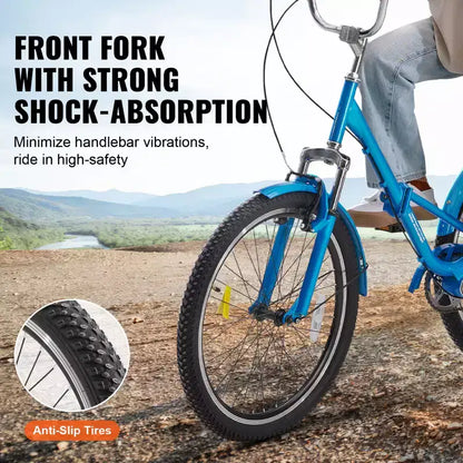 Tricycle pliable adulte VEVOR, tricycle pliant pour adultes de 26 pouces, vélo cruiser à 3 roues en acier au carbone avec grand panier et siège réglable