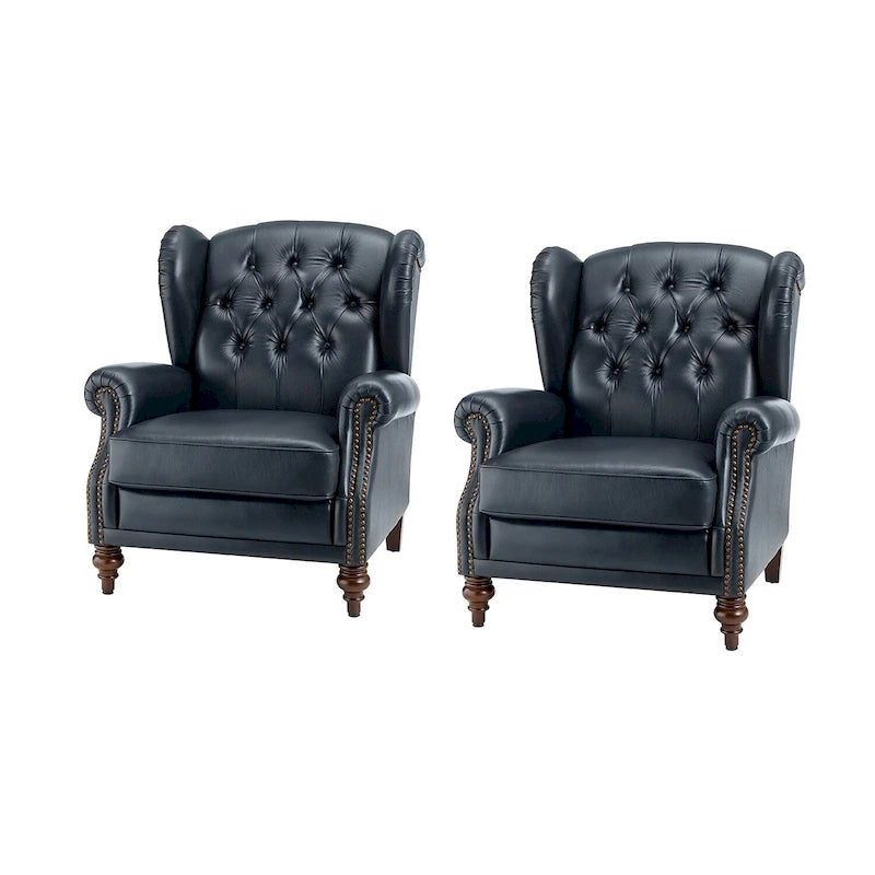 Fauteuil Alex Classic Wingback en cuir avec clous décoratifs (lot de 2) par HULALA HOME