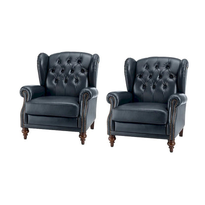 Fauteuil Alex Classic Wingback en cuir avec clous décoratifs (lot de 2) par HULALA HOME
