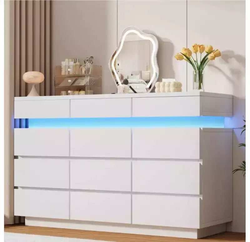 Cassettiera in legno da 149 cm con 12 cassetti, comò moderno per camera da letto, soggiorno, corridoio e ingresso