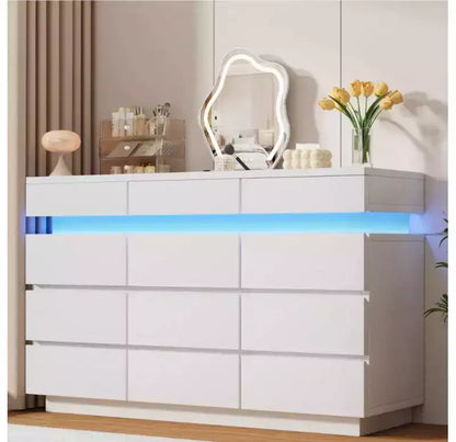 Cassettiera in legno da 149 cm con 12 cassetti, comò moderno per camera da letto, soggiorno, corridoio e ingresso