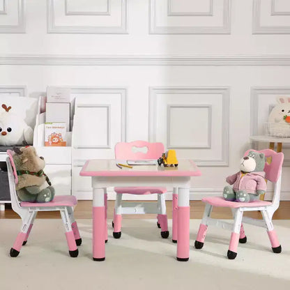 Set Tavolo e Sedie per Bambini, Scrivania Regolabile in Altezza per età 2-10 anni, Tavolo per Arte e Artigianato, Gambe Antiscivolo, per Aule Asili Nido
