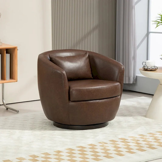 Fauteuil pivotant rembourré avec rangement, chaise d'appoint moderne pour salon, chambre, bureau, espaces de lecture - PU