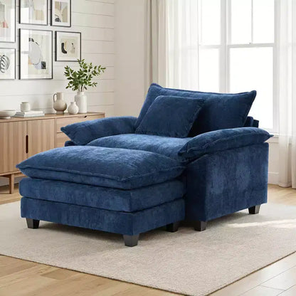 Poltrona a sacco oversize in ciniglia EHMKNP con pouf