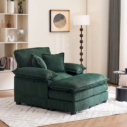 56.9 W Poltrona Oversize con Pouf, Poltrona da Lettura per Camera da Letto, Divano Letto Pigro, Poltrona Reclinabile Singola Moderna Oversize