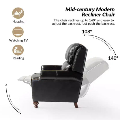 Ensemble de 2 fauteuils inclinables modernes en cuir véritable Elisabete avec garniture cloutée vintage pour salon et chambre à coucher | ART OF LIVING DESIGNS