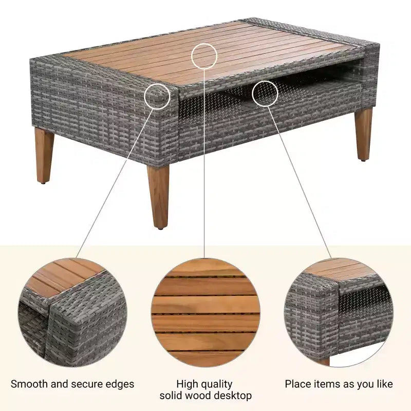 Whisen Set Divani 6 Pezzi in Vimini PE Resistente alle Intemperie, Divano da Esterno in Rattan con Doppi Cuscini