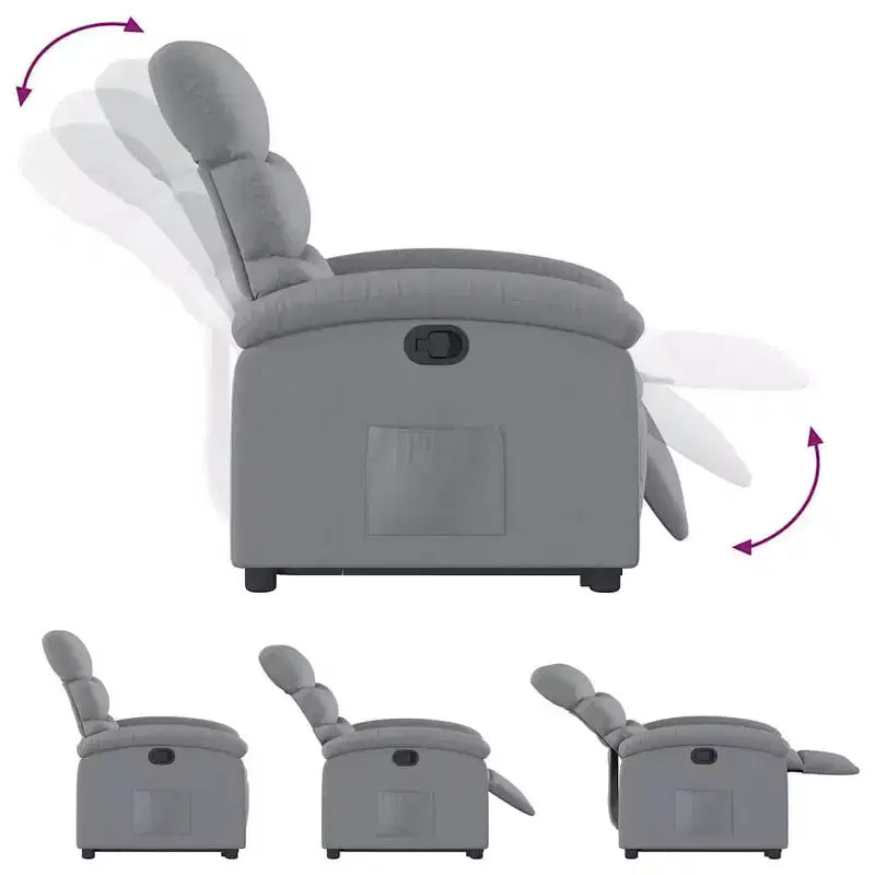 Poltrona Reclinabile Power Lift per Anziani - Tessuto Grigio Chiaro con Alzata Elettrica & Tasca Laterale
