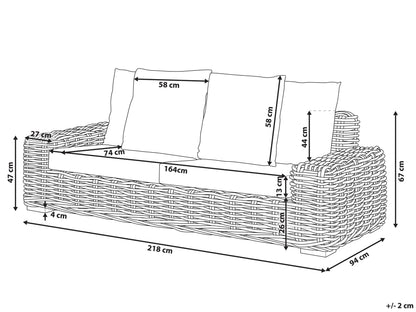 3-seater garden sofa Natural Rattan