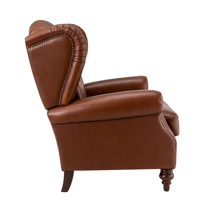 Fauteuil Alex Classic Wingback en cuir avec clous décoratifs (lot de 2) par HULALA HOME