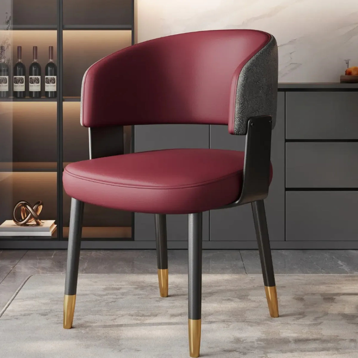 Sedia da pranzo moderna glamour rivestita in pelle