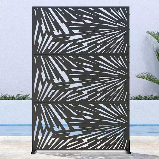 Paravento design Lightning Bolt in metallo zincato nero | 183A x 120L x 4P cm