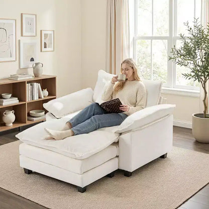 Poltrona a sacco oversize in ciniglia EHMKNP con pouf