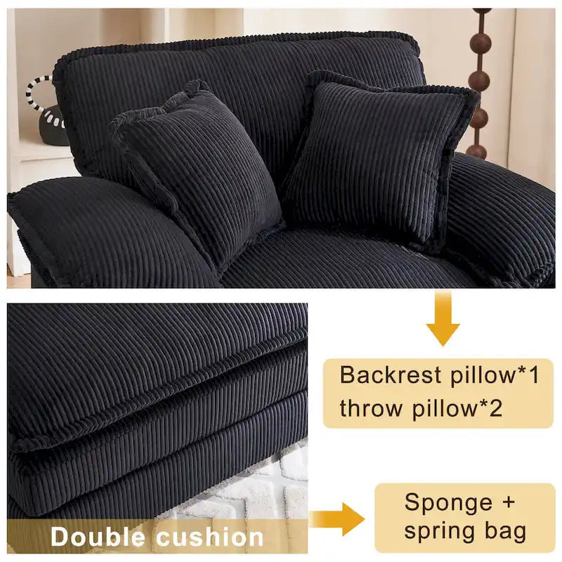 56.9 W Poltrona Oversize con Pouf, Poltrona da Lettura per Camera da Letto, Divano Letto Pigro, Poltrona Reclinabile Singola Moderna Oversize