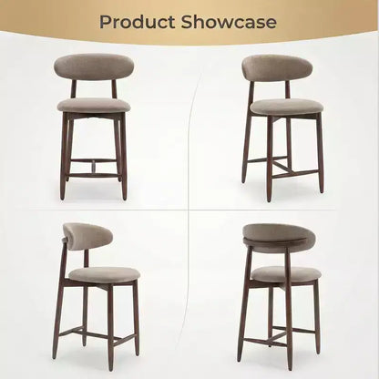 Lot de 2/4/6 tabourets de bar rembourrés Ora Maison à hauteur de comptoir avec tissu et finition noyer