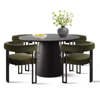Set tavolo da pranzo allungabile da 120-210 cm per 4 persone, tavolo nero e 4 sedie da pranzo imbottite in velluto con gambe in metallo, stile moderno