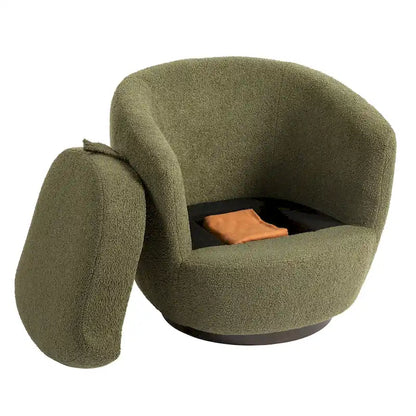 Fauteuil club pivotant rembourré avec rangement, chaise d'appoint moderne pour salon, chambre, bureau ou coin lecture