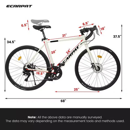 Vélo de Route Whisen, Cadre en Aluminium Léger, Freins à Disque, 16 Vitesses, Accélération Rapide, Adapté aux Hommes et aux Femmes
