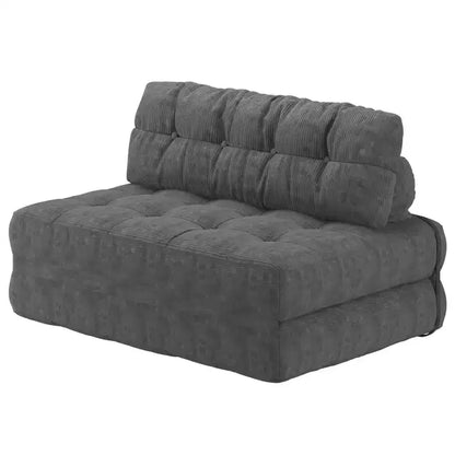 Divano Letto Futon Pieghevole in Velluto a Coste, Sedia Convertibile da Pavimento con Cuscino e Supporto per la Schiena