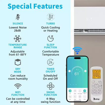 Climatizzatore mini-split Karl Home 3 zone 28000 BTU 20 SEER2 con pompa di calore (9K+9K+18K)
