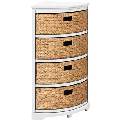 Tavolino angolare eHemco Hampton Meadows a 4 ripiani con fianchi a X e 4 cesti in vimini