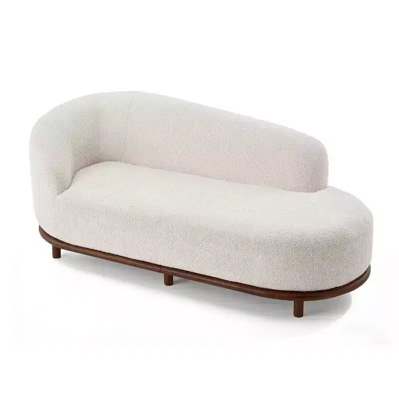 ModernLuxe Chaise Longue, Divano Moderno Metà Secolo con Struttura in Legno di Gomma, Daybed Orientato a Sinistra per Soggiorno