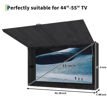 Custodia per TV da esterni da 55 pollici, copertura per TV resistente alle intemperie in legno massello con supporto regolabile 4D e sportello pieghevole (adatta a TV da 44-55 pollici)