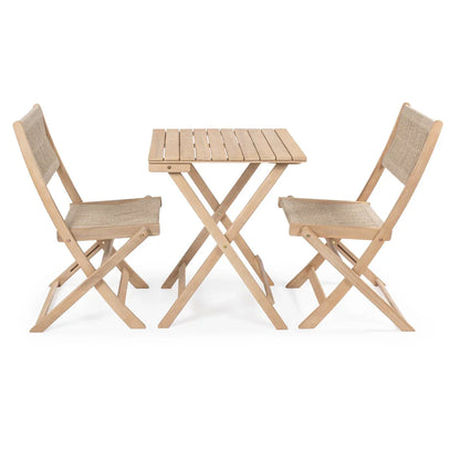 Set da bistrò pieghevole da esterno a 3 pezzi in legno di acacia Cadiz Modern Coastal, di JONATHAN Y