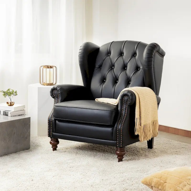 Fauteuil en cuir classique Alex avec clous décoratifs par HULALA HOME