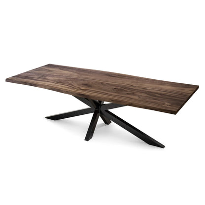 Table à manger en noyer avec pied araignée - Fabriquée à la main en bois massif - cette magnifique table en noyer avec pied araignée est une pièce maîtresse