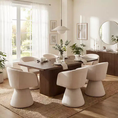 Ensemble de salle à manger 7 pièces Yodsak moderne en bois et métal avec chaises pivotantes à 180° Christopher Knight Home
