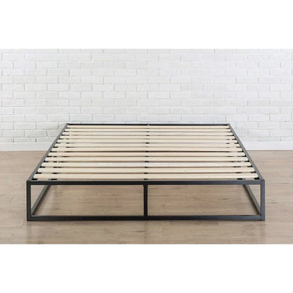 Struttura letto king size moderna in metallo con piattaforma bassa da 25 cm e doghe in legno