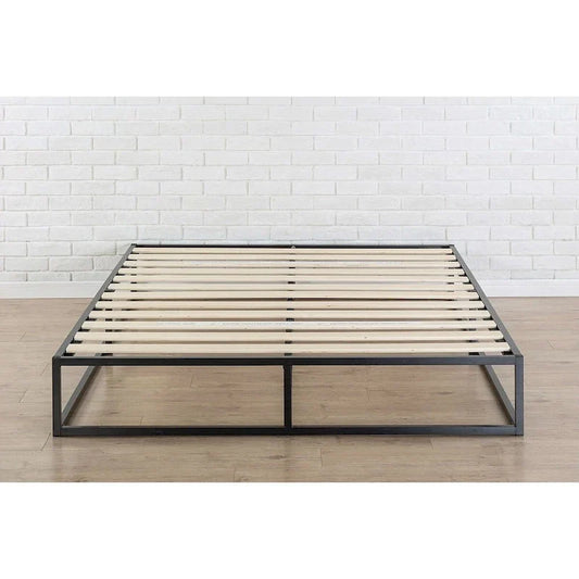 Struttura letto king size moderna in metallo con piattaforma bassa da 25 cm e doghe in legno