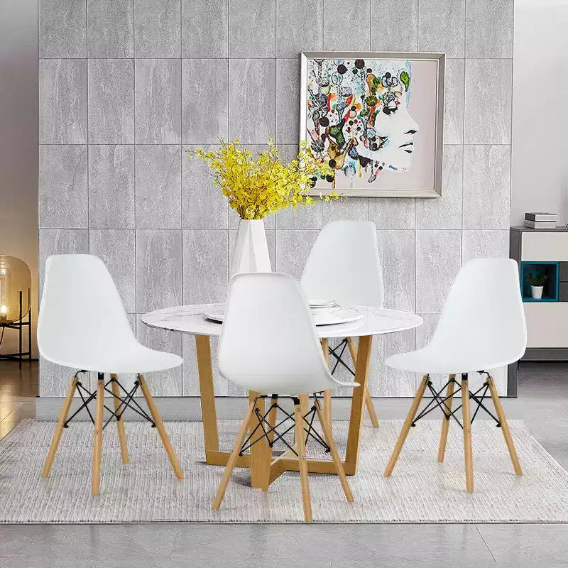Costway Set di 4 Sedie da Pranzo Moderne Senza Braccioli per Casa e Ufficio con Gambe in Legno Bianco/Nero/Blu