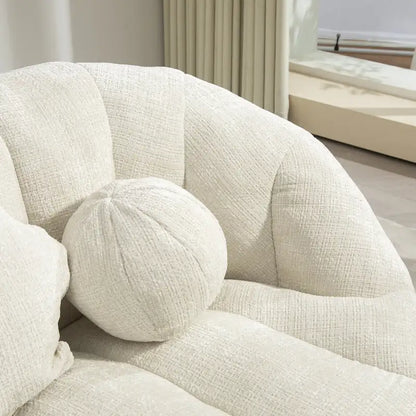 Fauteuil de salon en chenille blanc 63,78 cm avec rembourrage en mousse haute densité