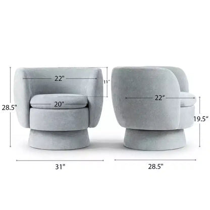 Lot de 2 fauteuils pivotants modernes avec revêtement en tissu, fauteuil lounge pivotant à 360° pour salon, chambre à coucher - Panipeachy