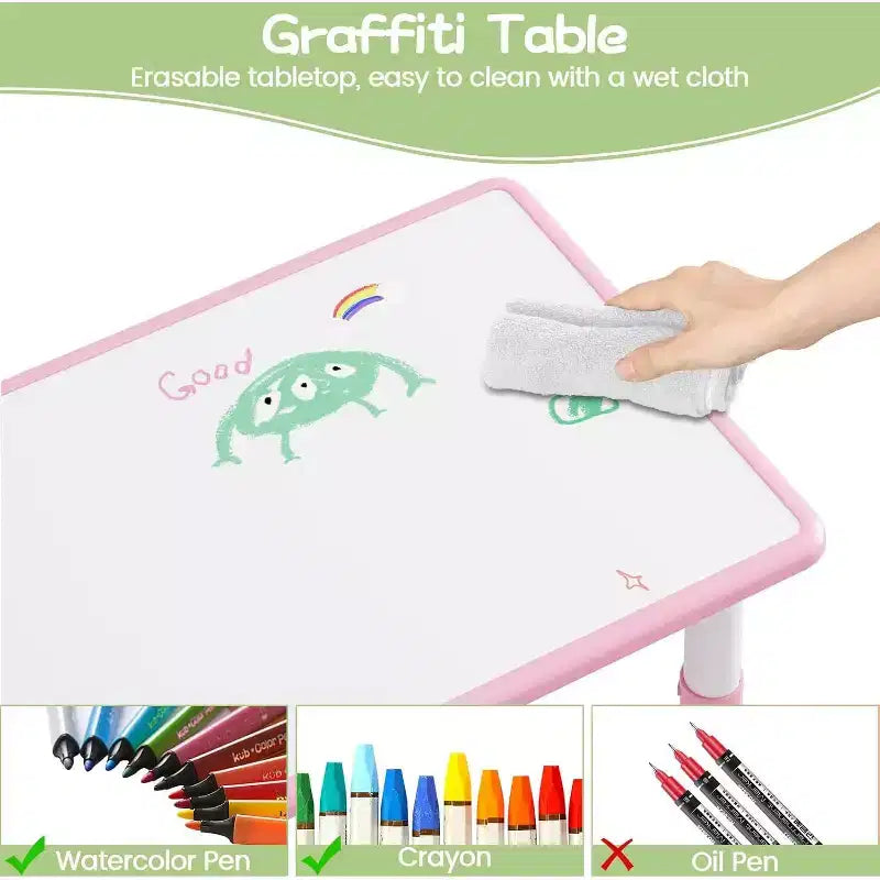 Table et 6 Chaises pour Enfants - Table d'Activités et de Repas à Hauteur Réglable pour Tout-Petits de 3 à 10 Ans, 136 kg