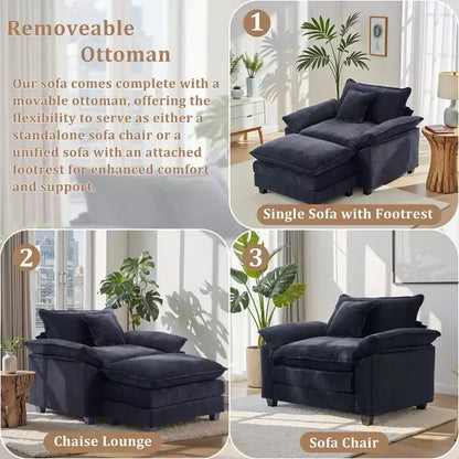 Poltrona a sacco oversize in ciniglia EHMKNP con pouf