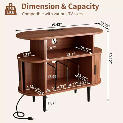 Mobile GDFStudio Emerson in legno per giradischi stile Mid-Century Modern