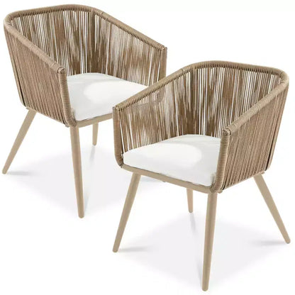 Lot de 2 chaises de salle à manger d'extérieur Best Choice Products, en osier tressé, capacité de 113 kg